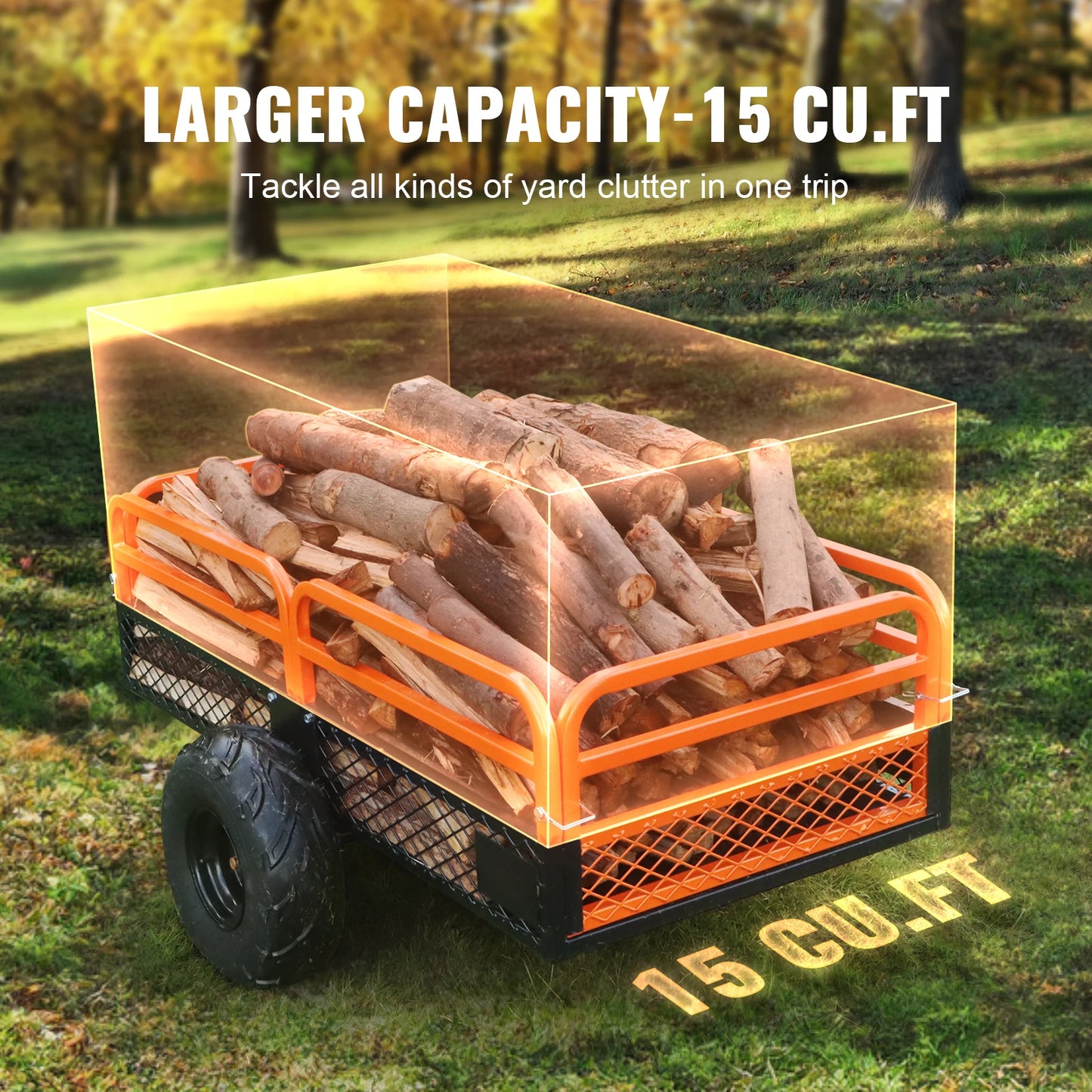 SucceBuy Heavy Duty ATV Dump Trailer Tow Behind Dump Cart 12 To 15 Cu Ft Capacity Q195 Steel