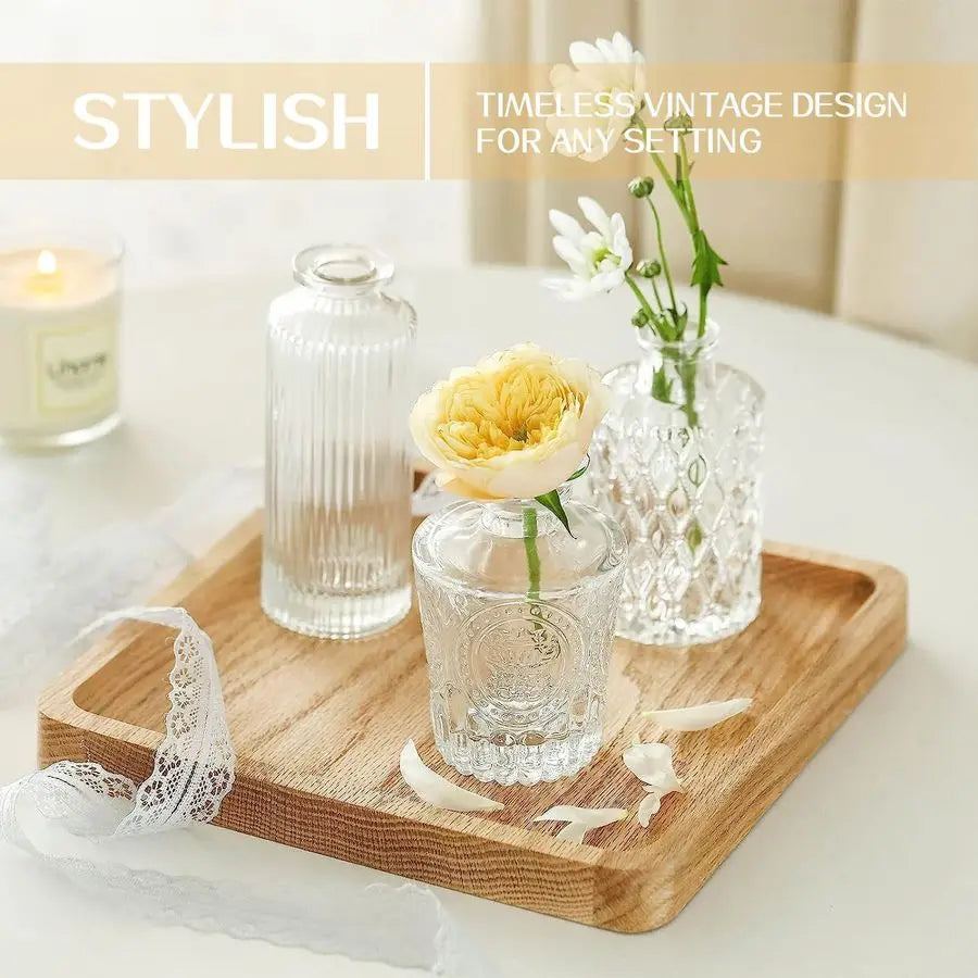32 Piece Glass Bud Vase Set With Etched Patterns Vintage Charm For Weddings And Events Centerpiece Collection
