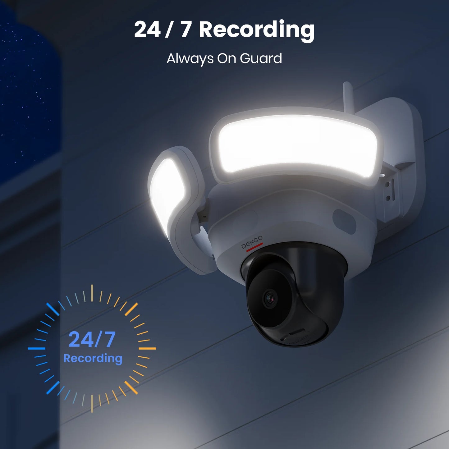 DEKCO WiFi Floodlight Camera Outdoor 360 Degree View 3K UHD
