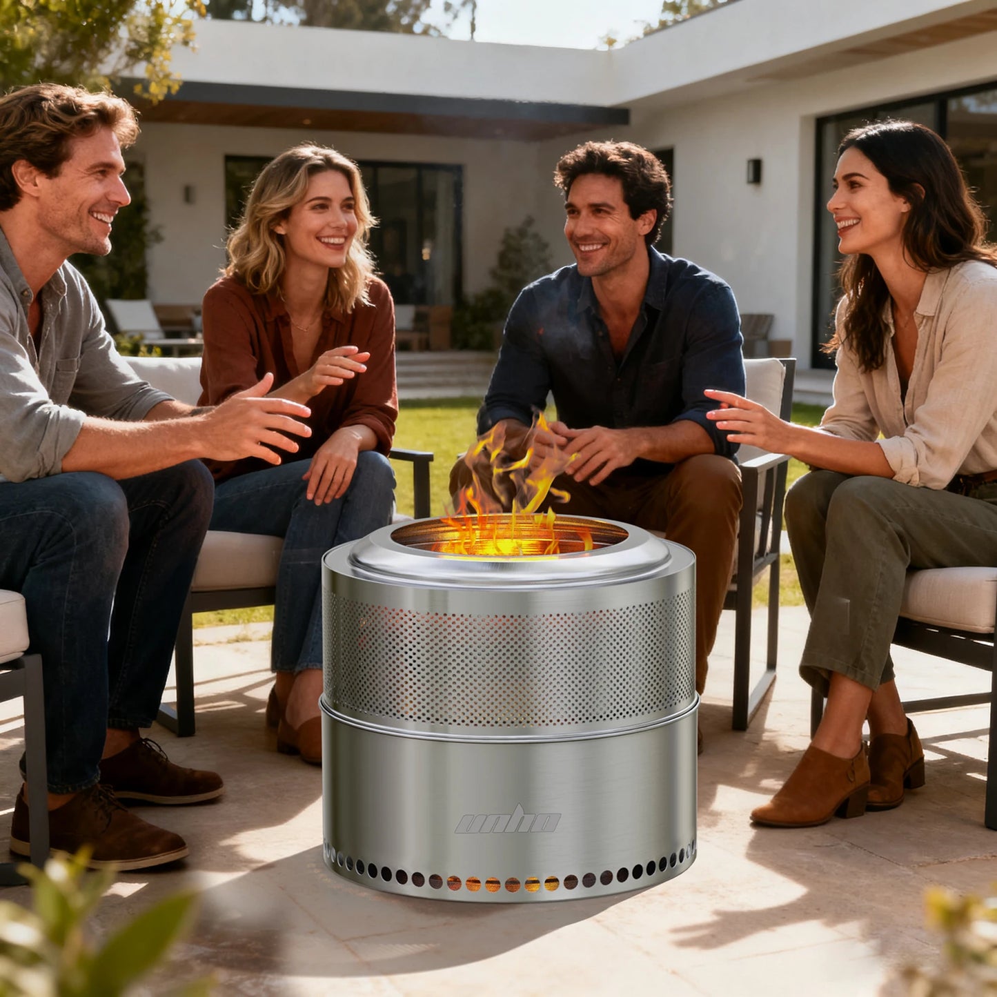 Stainless Steel Smokeless Wood Burning Fire Pit With Carry Bag For Backyard Camping And Patio