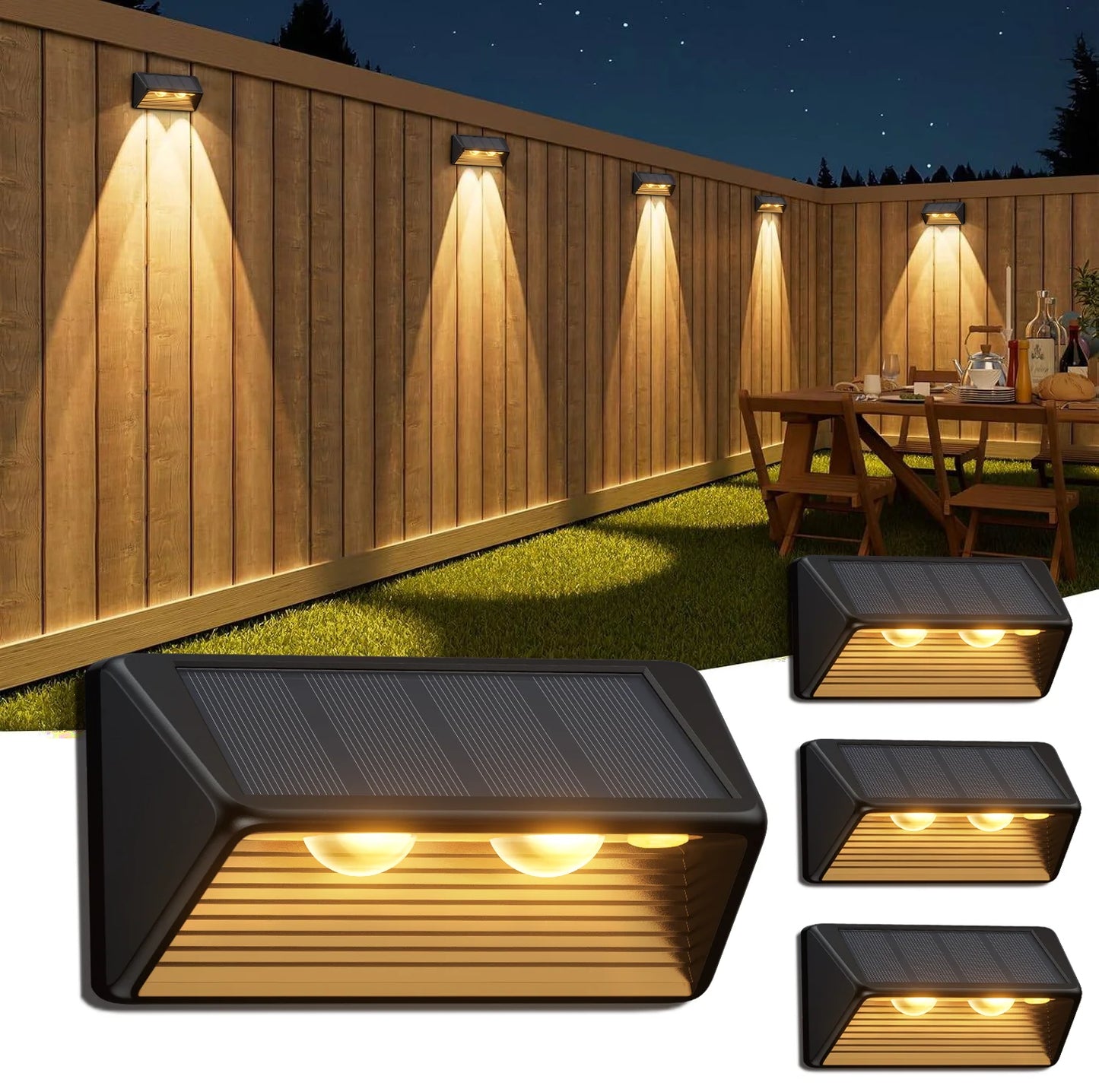 KPSTEK Solar Fence Step Lights Self Powered Weatherproof EnergyEfficient KitProPlus