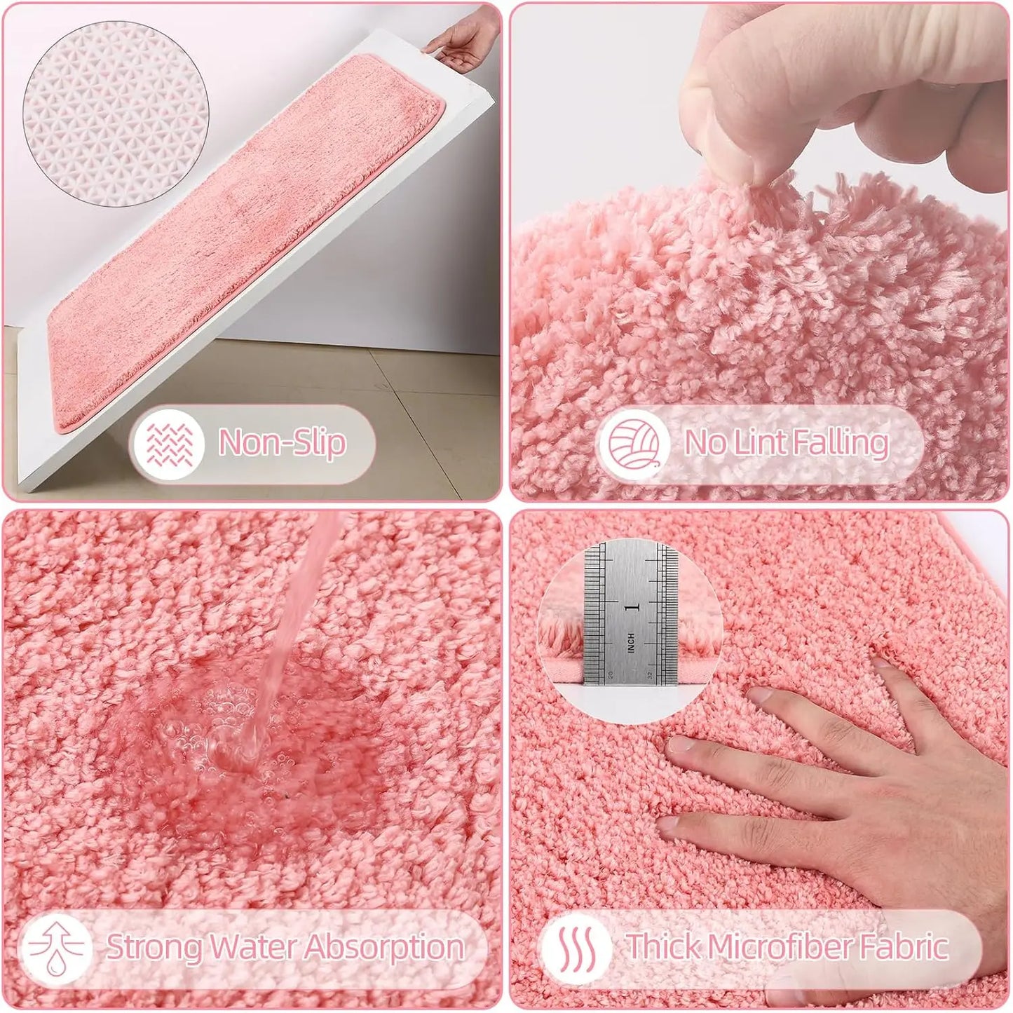 Pink Bathroom Accessories Set with Shower Curtain, Rugs, and 25 Pieces for Complete Decor