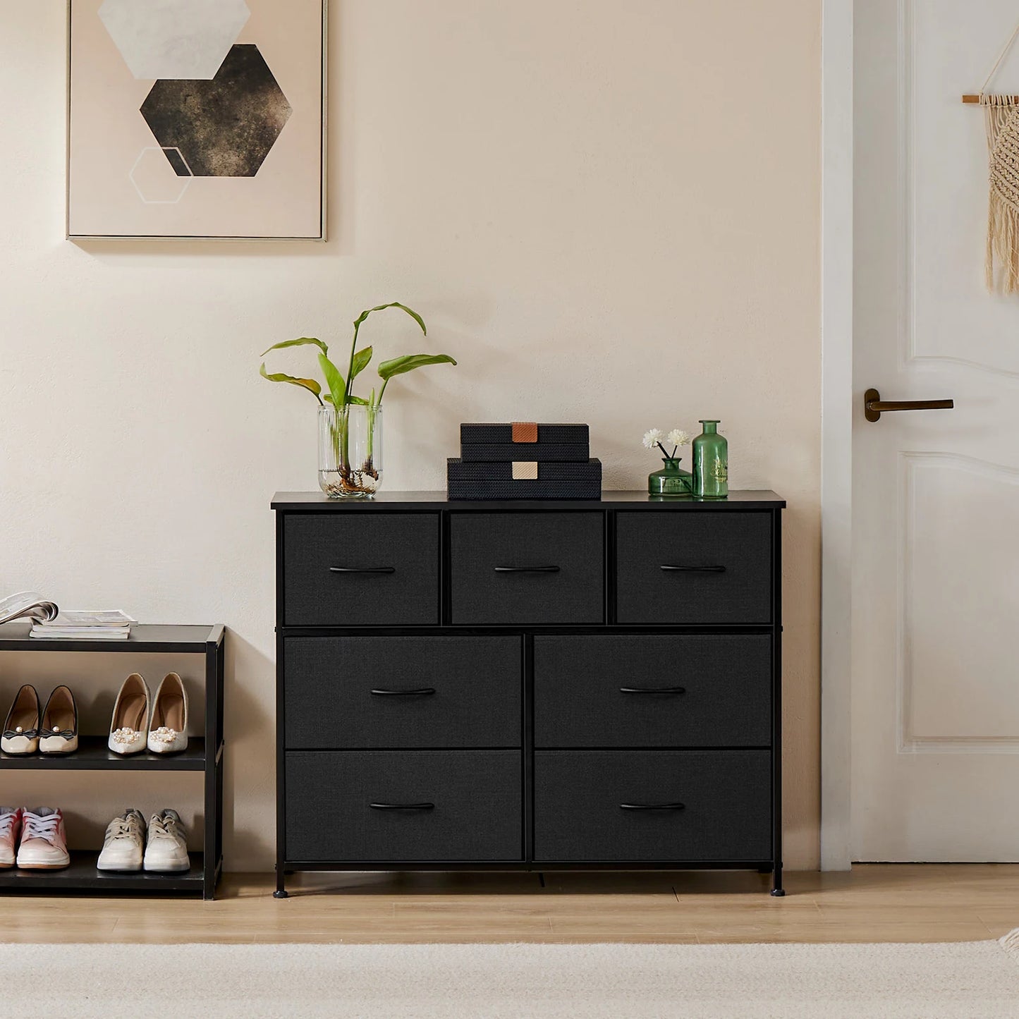 JHK Dresser With Seven Fabric Drawers Storage Cabinet