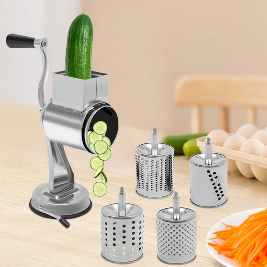 Manual 5 Blade Stainless Steel Rotary Grater Vegetable Slicer Shredder