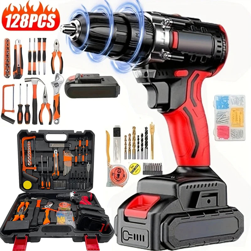 Drill Combo Kit HighPerformanceIndustrialGrade AllInOne With Two Batteries DualSpeed LED