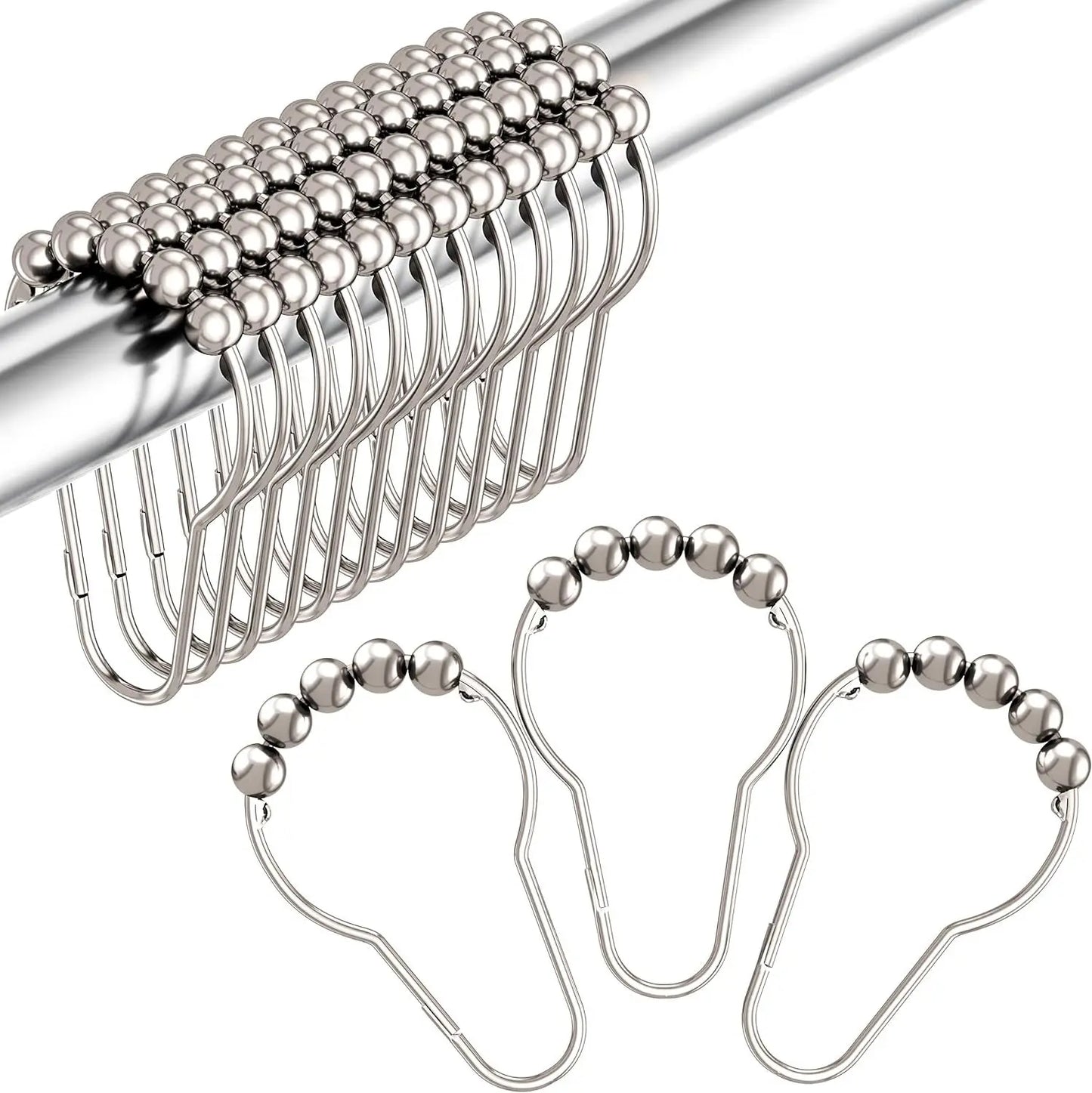 Decorative Stainless Steel Shower Curtain Hooks Moisture Resistant Durable Bathroom