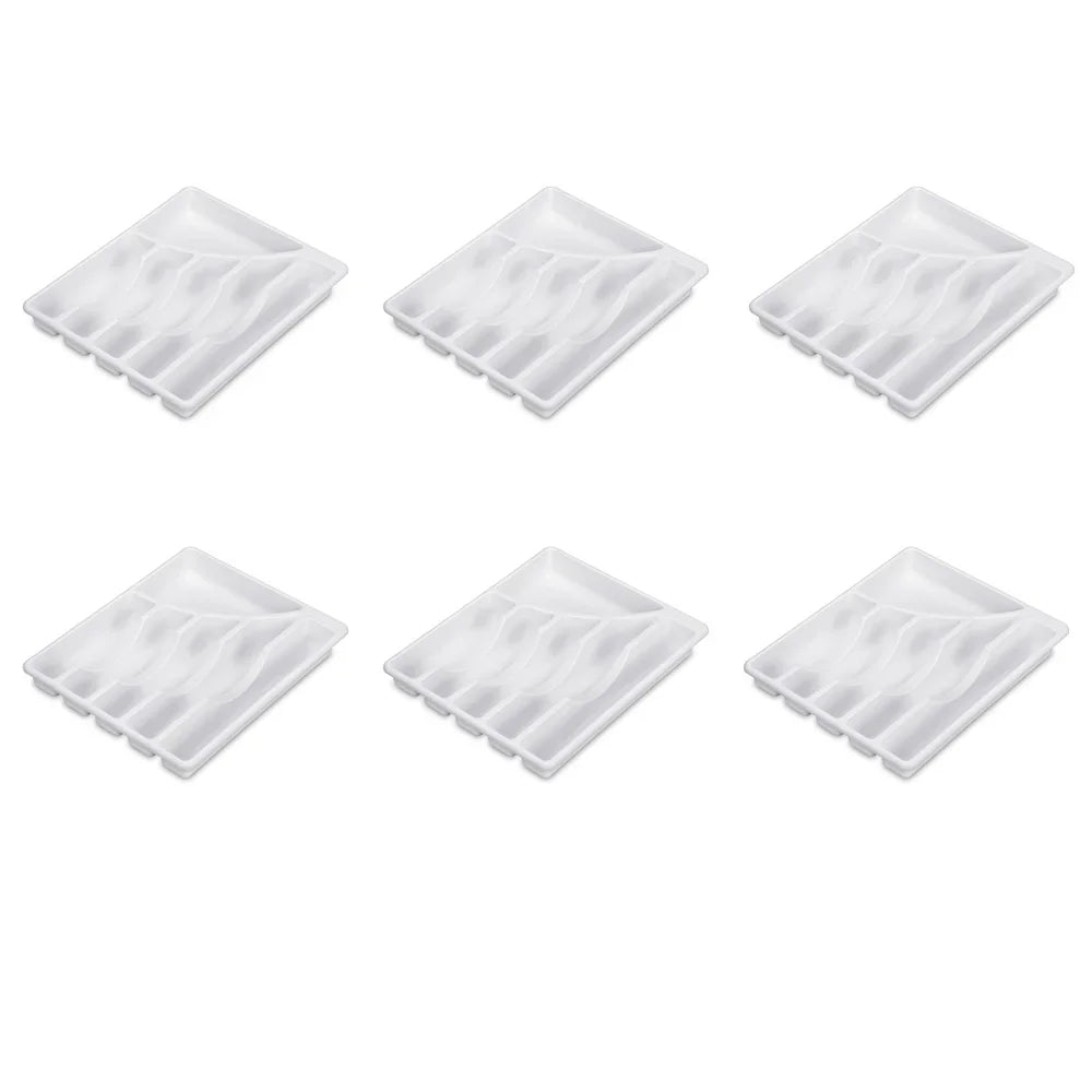 Six Compartment Durable Plastic Flatware Tray Utensil Organizer Kitchen DrawerStorage