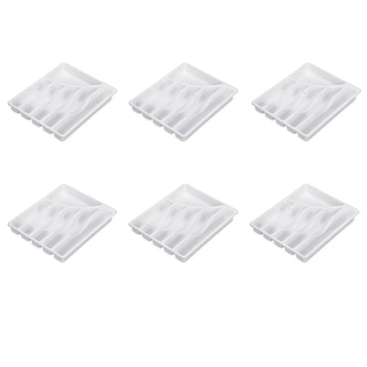 Six Compartment Durable Plastic Flatware Tray Utensil Organizer Kitchen DrawerStorage