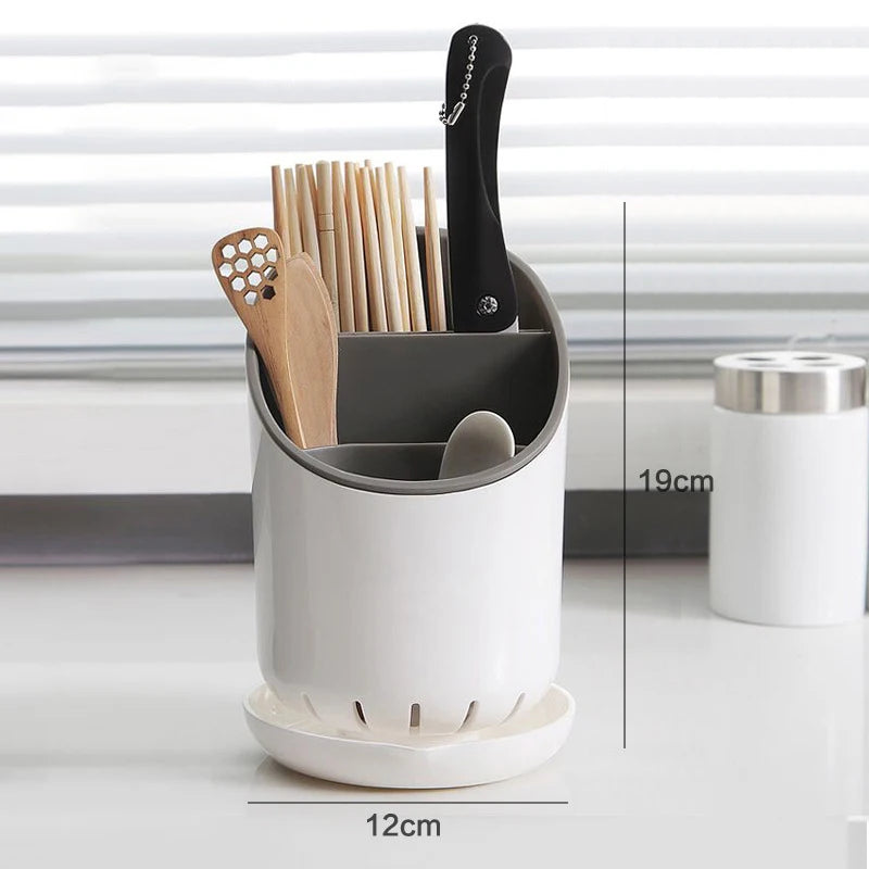 Plastic Kitchen Chopsticks Tube With Drain Plate Tableware Storage Organizer Rack