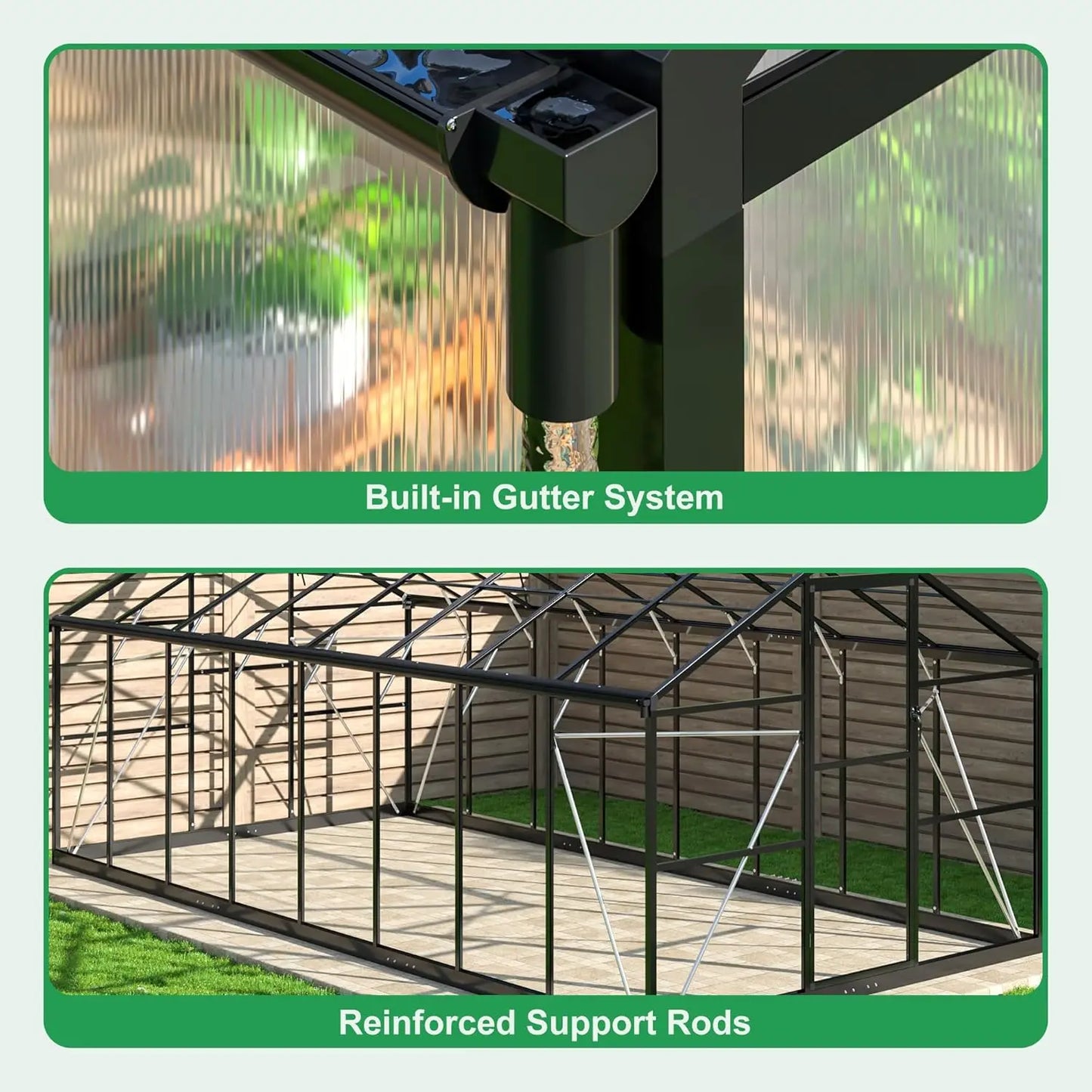 IndustrialGrade Polycarbonate Greenhouse Featuring HeavyDuty Aluminum Frame And Roof Vent