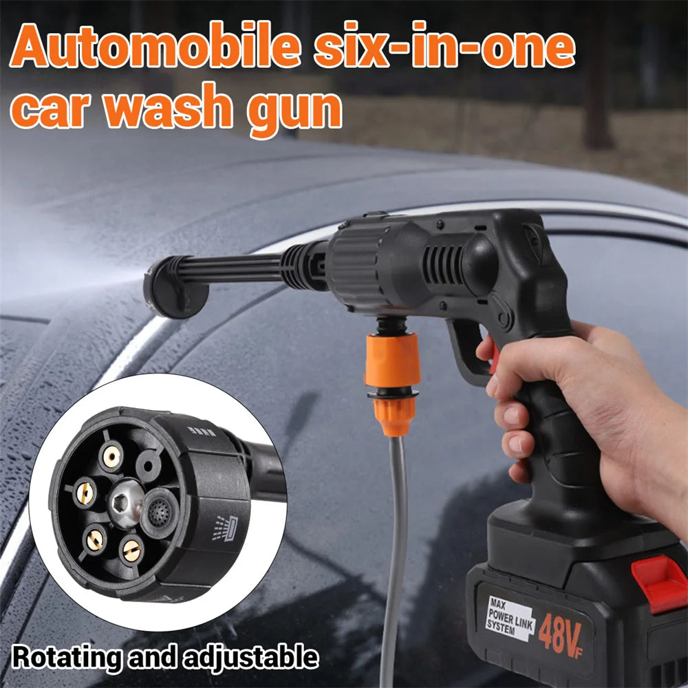 Cordless Electric Pressure Washer 1000 PSI With Six In One Nozzle Dual Batteries Portable Cleaning Tool For Cars Patios