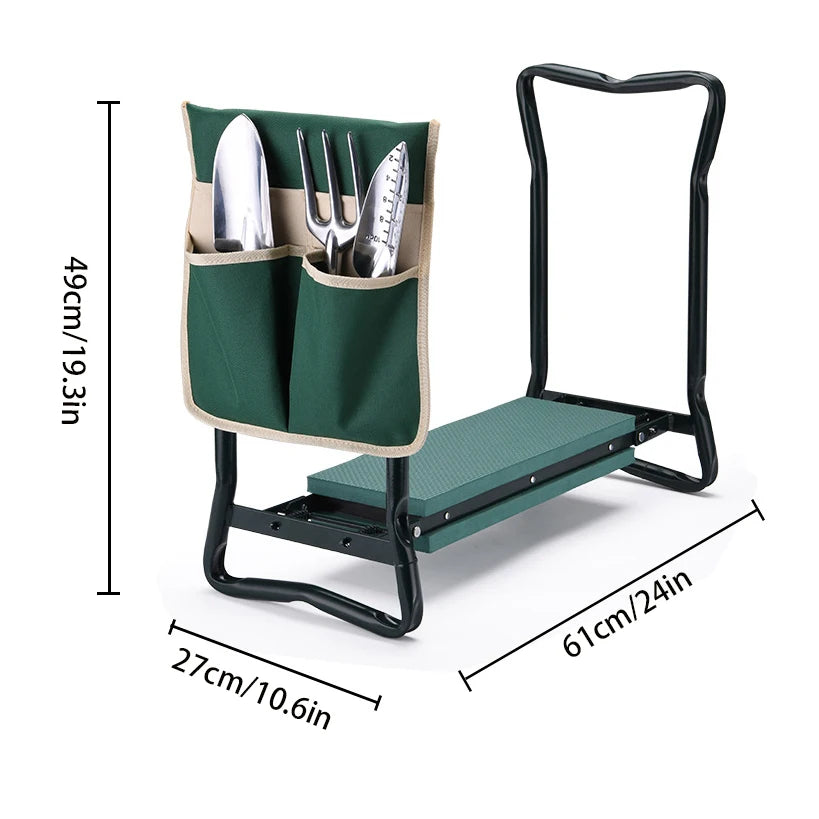 Collapsible 2 In 1 Garden Kneeler And Seat With Bag Flip Design Supports Up To 330 Lbs Folds Flat For Easy Storage