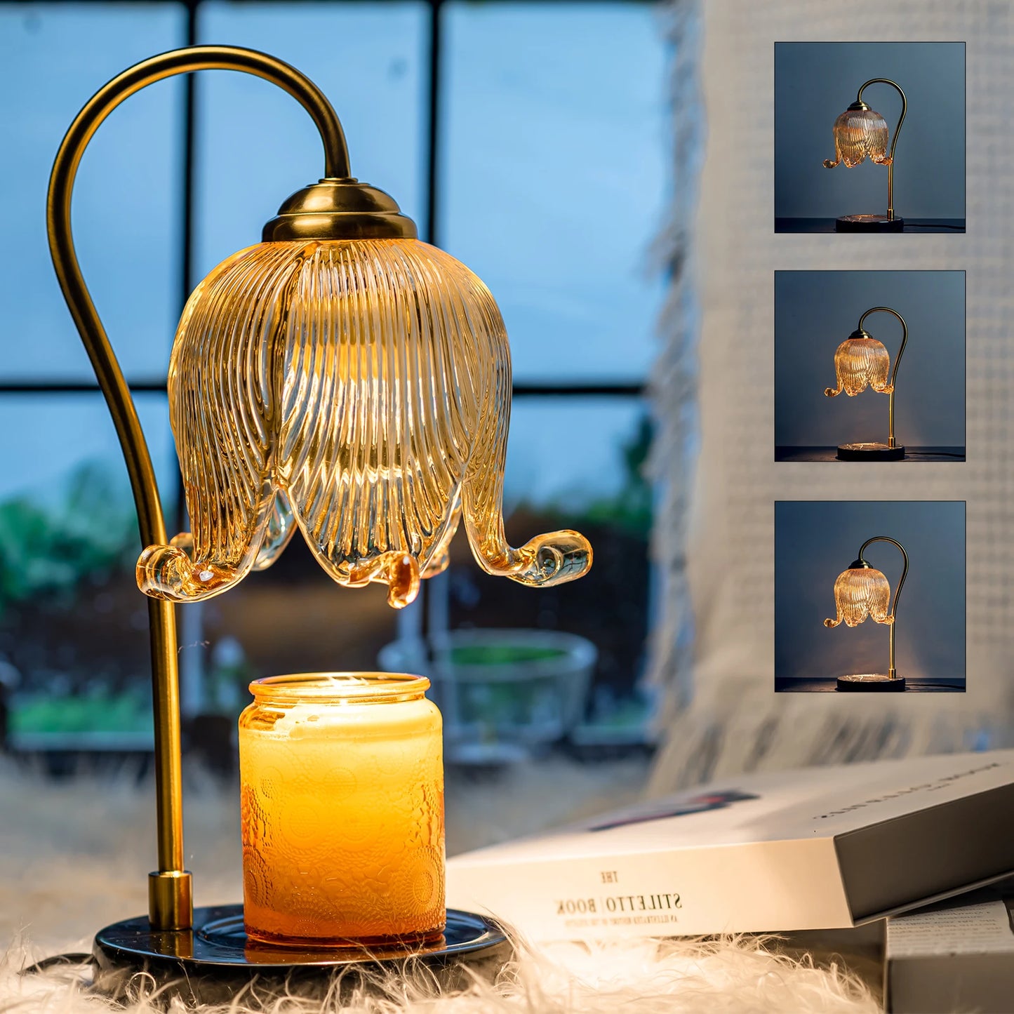 Tulip Flower Warm Candle Lamp Night Light Bedroom Bedside Table Fragrance Atmosphere