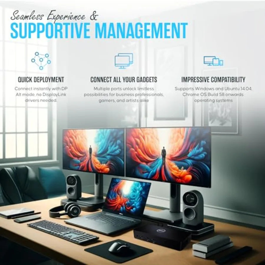 D6000 Docking Station for Dual Monitors with USB C Connectivity for Dual Display Setup and Enhanced Productivity