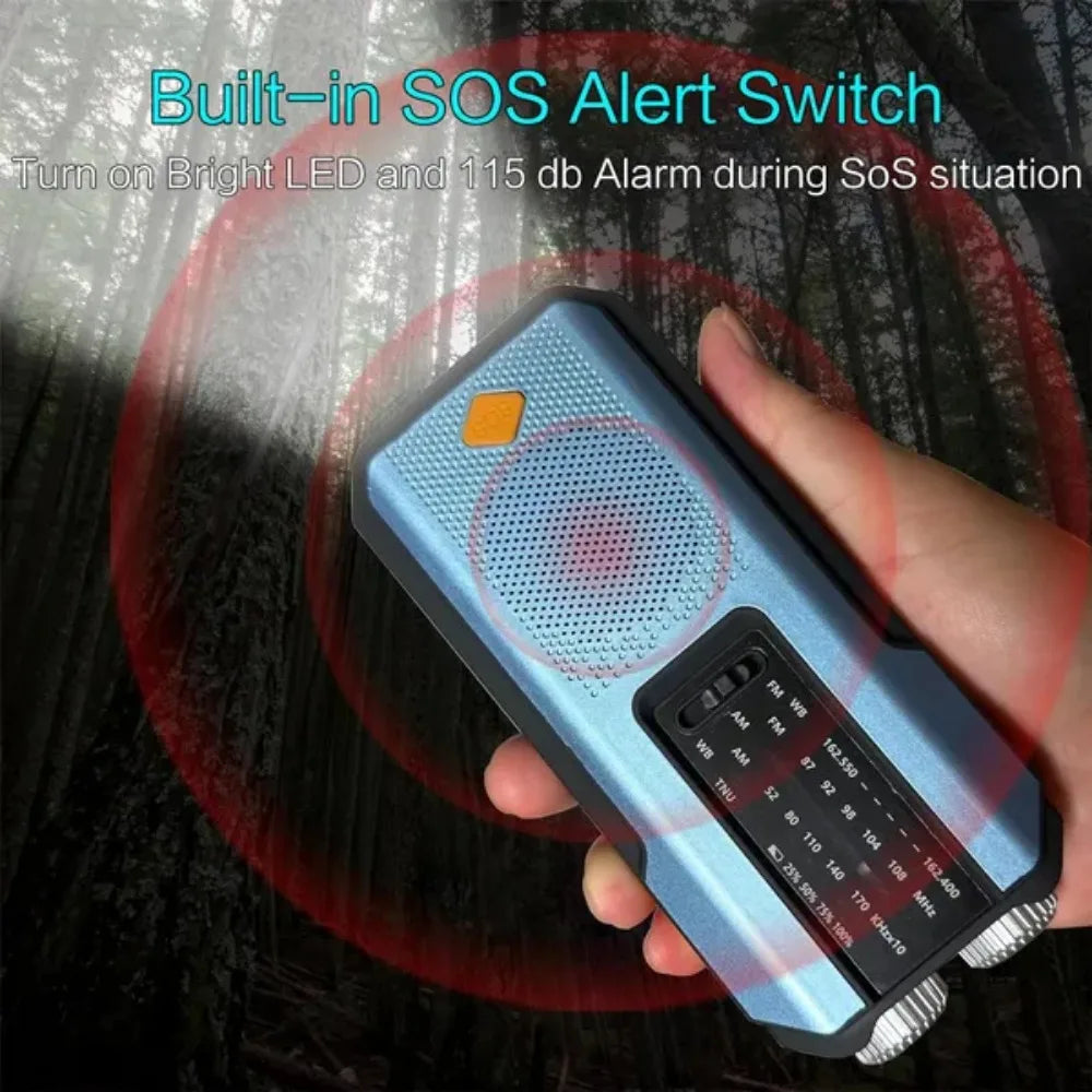 Stonego Solar Hand Crank Emergency Radio With Am Fm And 2000 Mah Power Bank
