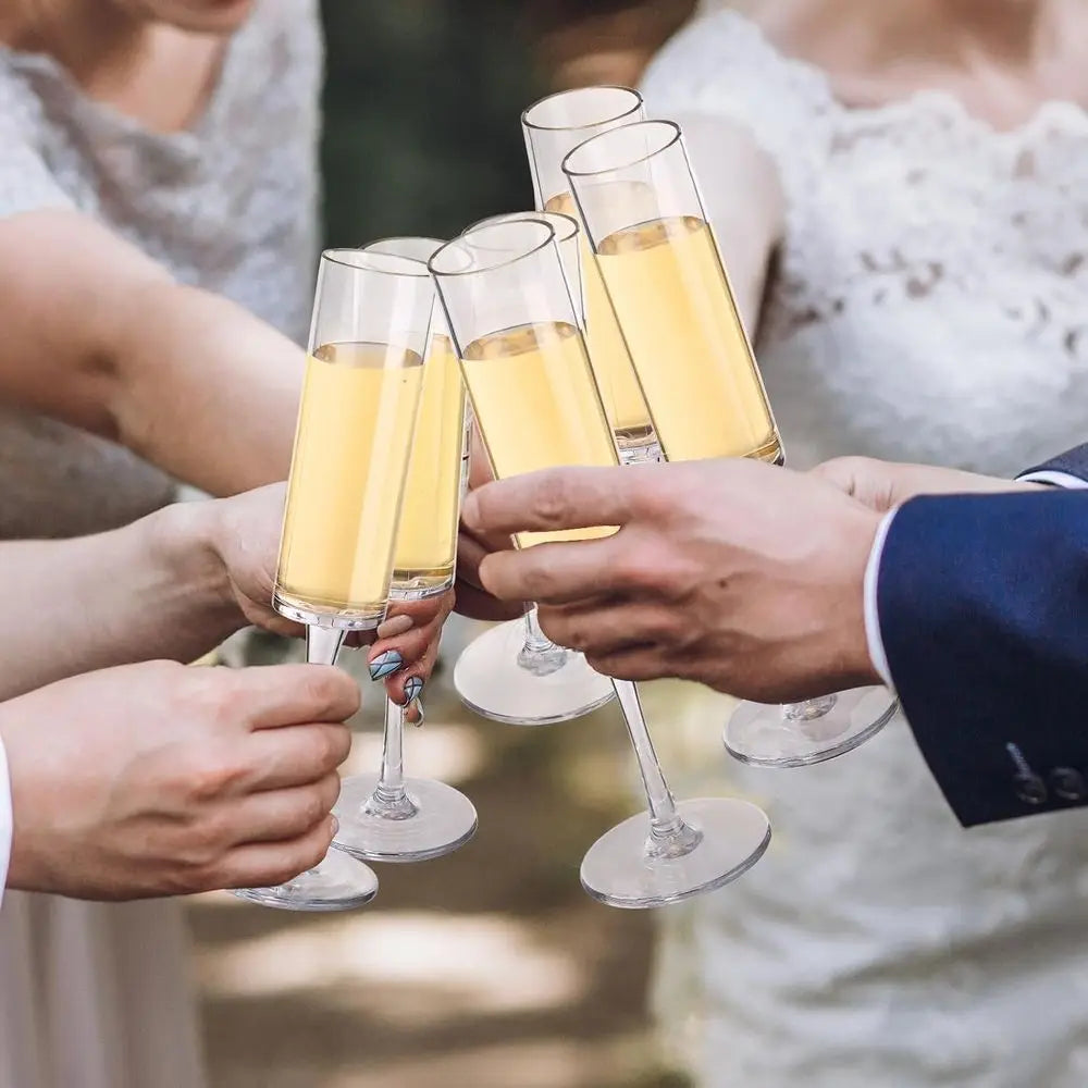 Clear Acrylic Champagne Goblets Unbreakable Stemmed Glasses 6 Oz Break Resistant Partyware for Outdoor Events