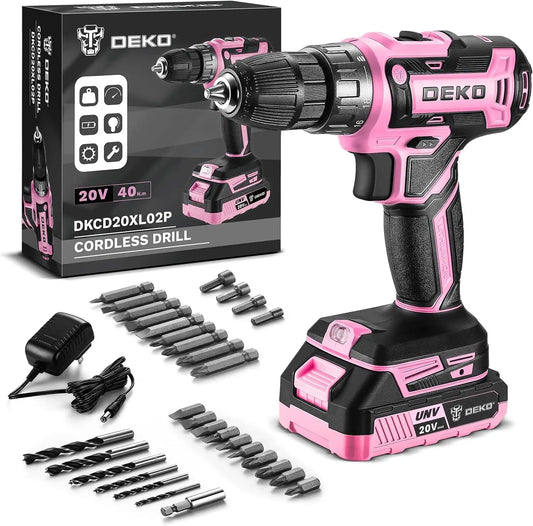 Deko 20V Cordless Drill Set With Variable Speed 0-1350 RPM