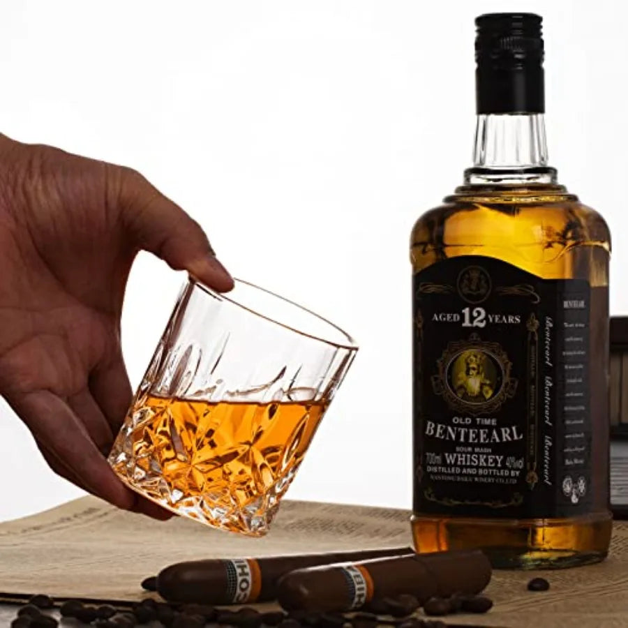 Elegant Premium-Grade Whiskey Rocks Glass Set With Crystal Bourbon GlasswareBundle