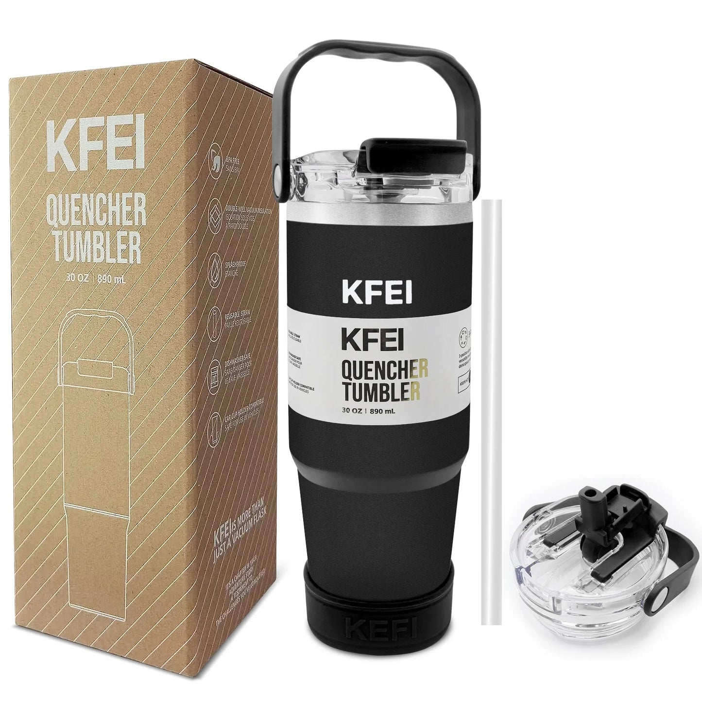 NONEDrinkware Double Wall Stainless Insulated Tumbler With Lid Straw