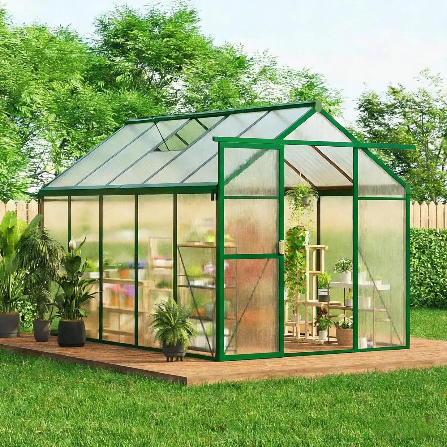 Outdoor Walk-In Greenhouse Kit Aluminum Frame With Polycarbonate Panels