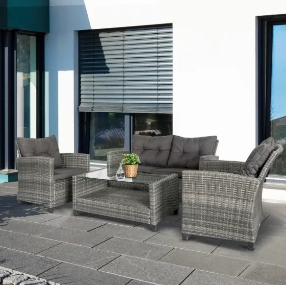 Patio Furniture Set with Cushions, Chairs,Sofa and Tea Table, make sure you are feeling fine on a nice summer day