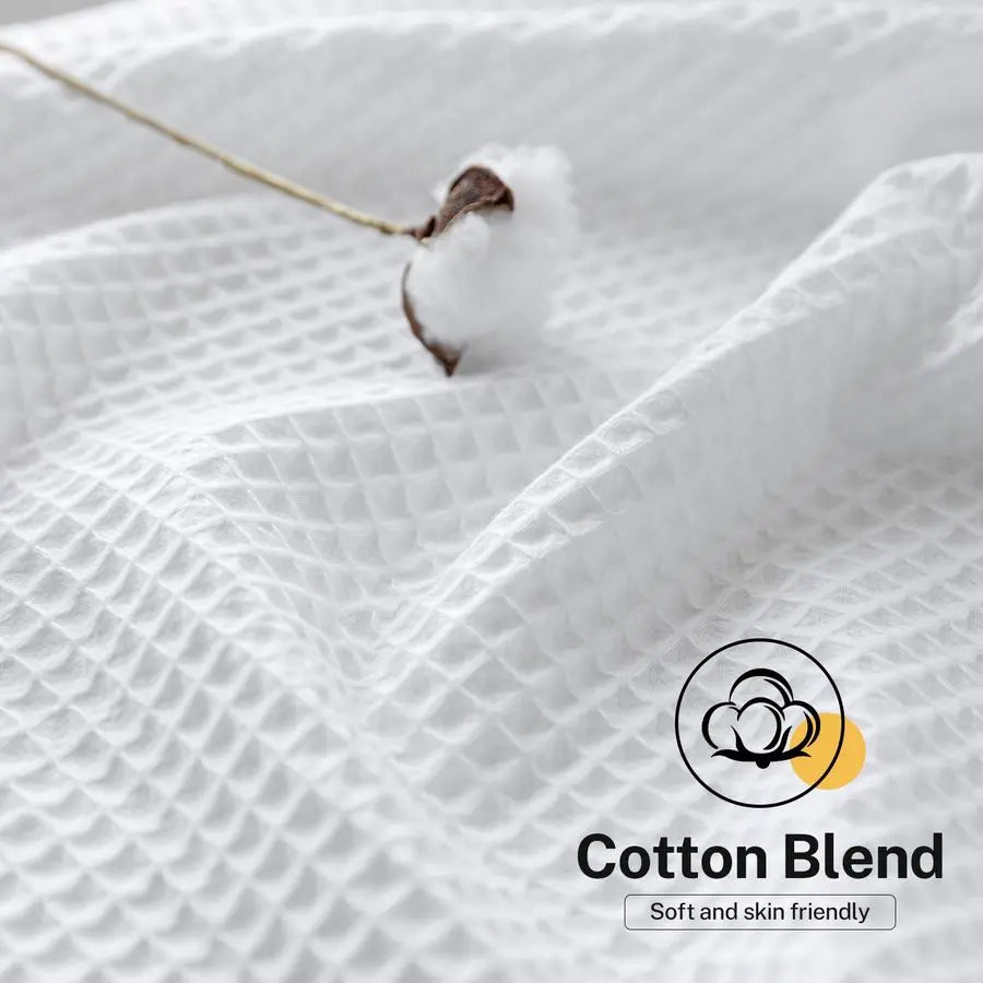 Waffle Shower Curtain No Hooks With Snap In Liner Cotton Blend Fabric Hookless Bath Curtain