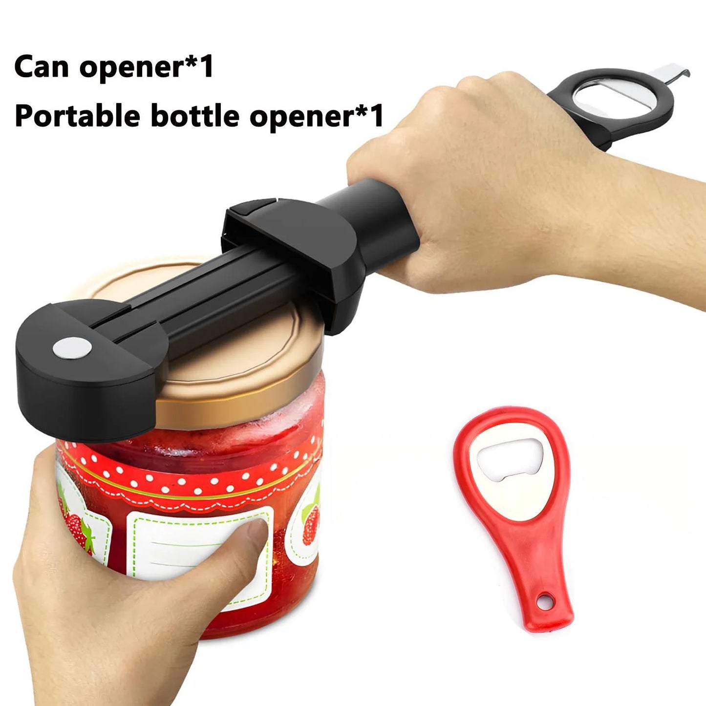 Ergonomic Multifunctional Bottle Opener Adjustable Stainless Steel For Seniors With Easy Grip