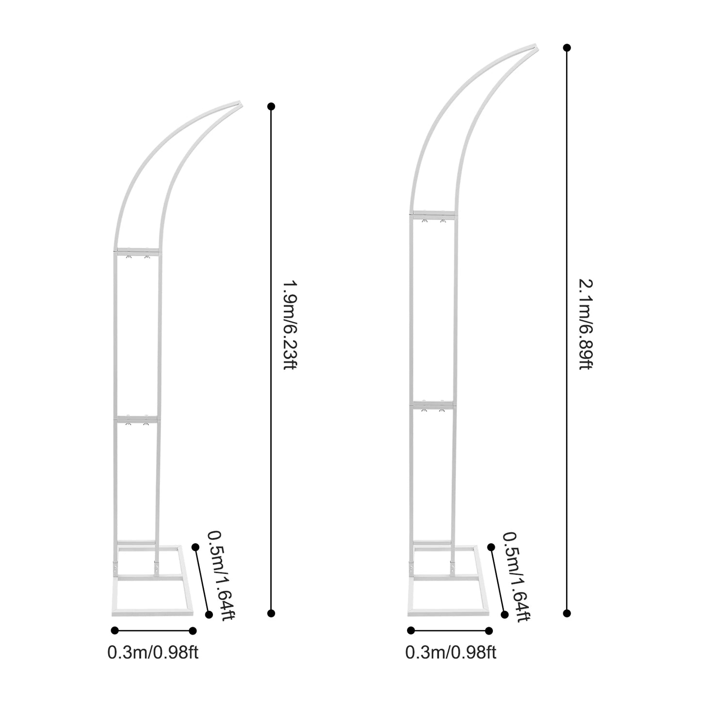 Wedding Arched Backdrop Stand Set Metal Floor Standing 2 Pieces With Durable Steel Frame