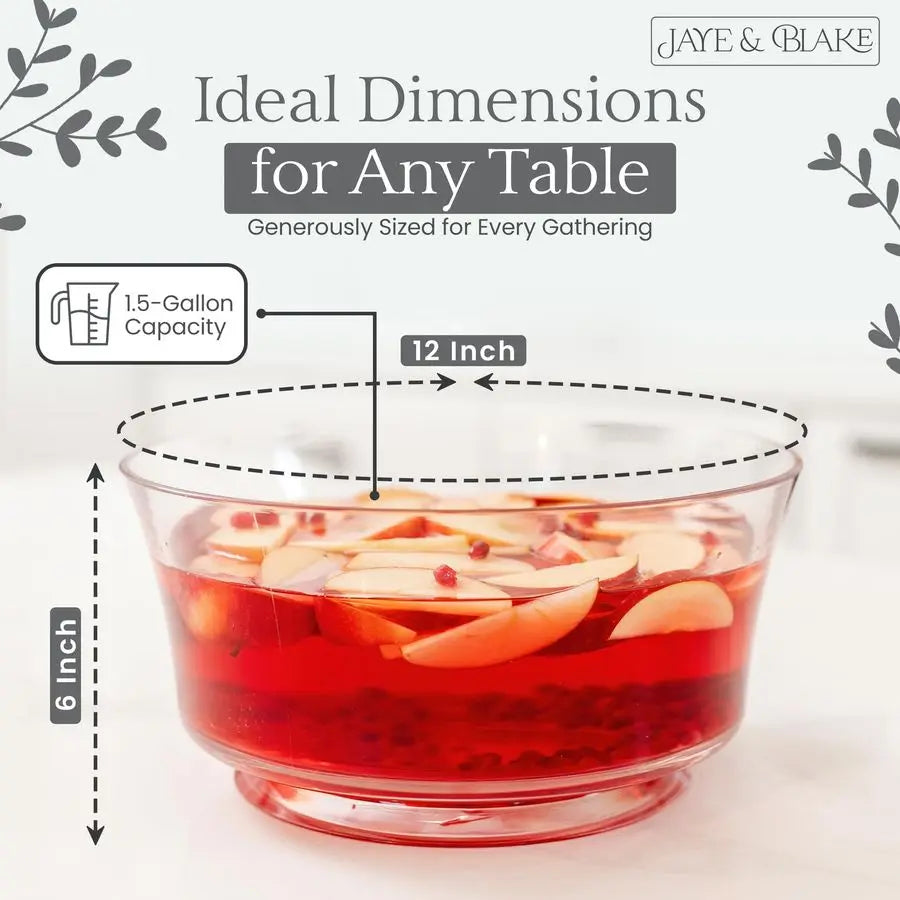 XMSJ Acrylic Punch Bowl With Ladle Glass Like Clarity Shatter Resistant Durable Clear Serving Vessel