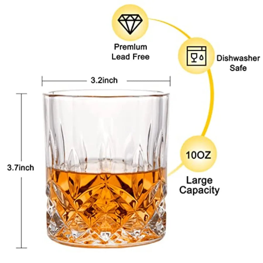 Elegant Premium-Grade Whiskey Rocks Glass Set With Crystal Bourbon GlasswareBundle