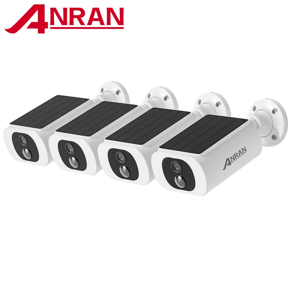 ANRAN 2K Solar Camera Set Of 4 Wireless Cameras 2.4G WiFi Battery Powered Floodlight Night Vision