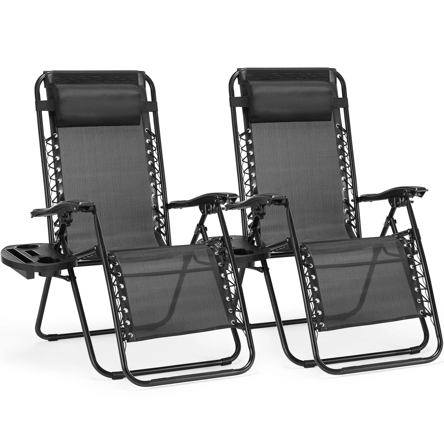 JHK Zero Gravity Portable Outdoor Recliner With Cup Holder And Foldable Design For Outdoor Use