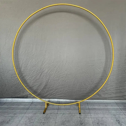 Circular Arch Balloon Stand for Weddings and Parties, Customizable Metal Backdrop in White and Gold