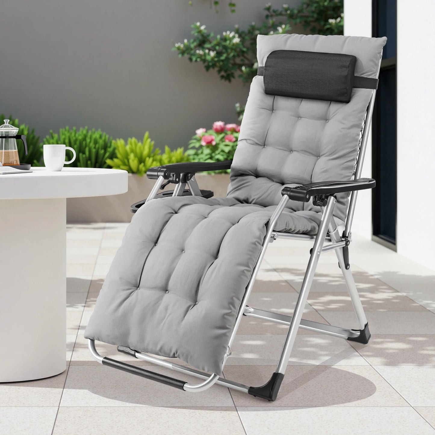 JHK Zero Gravity Recliner Folding Outdoor Lounge Chair 440 Lb Weight Capacity For Camping Beach Poolside Lawn