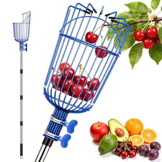 Extendable Fruit Picker Pole With Adjustable Basket For Apple And Citrus Harvesting From Tall Trees