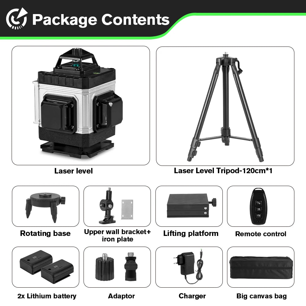 HGLINE 360 Degree Horizontal And Vertical Laser Level With App Remote Control For Precise Alignment