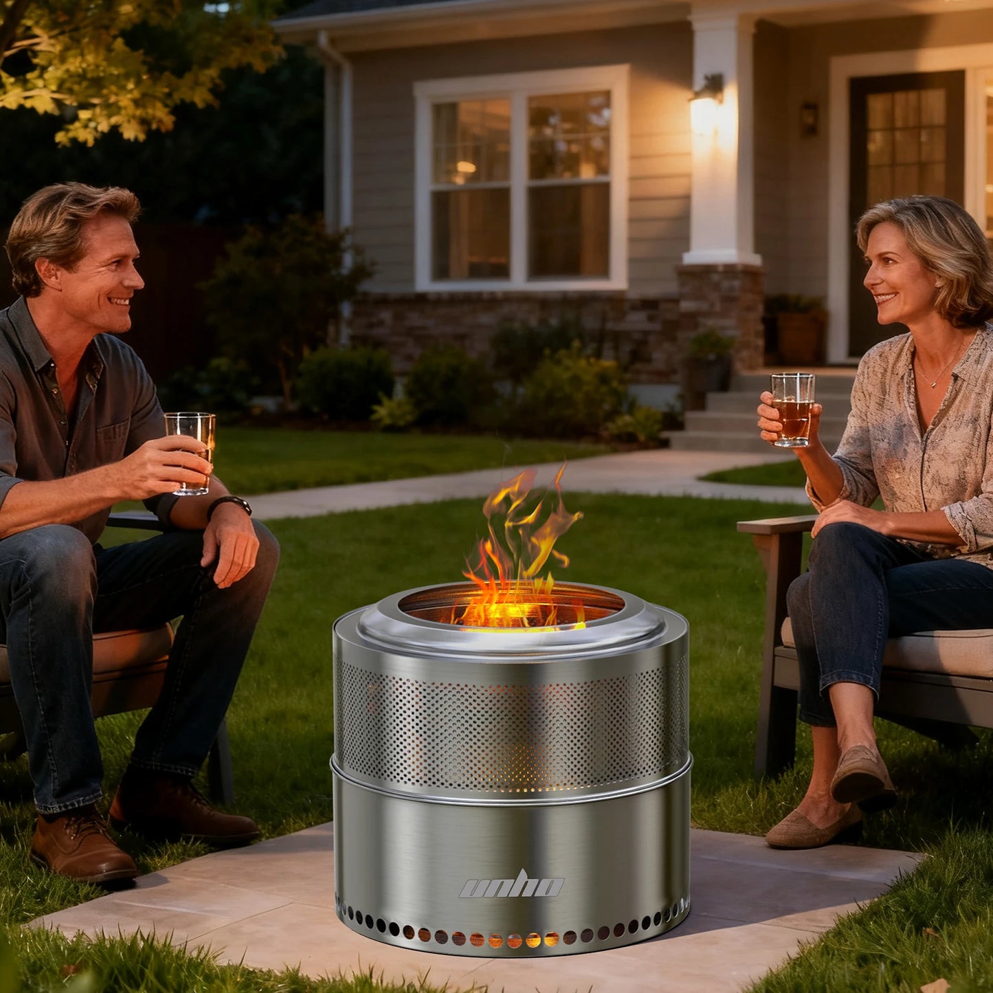 Stainless Steel Smokeless Wood Burning Fire Pit With Carry Bag For Backyard Camping And Patio
