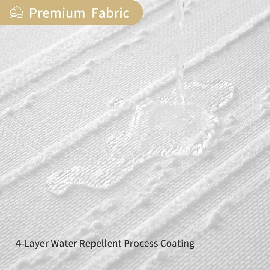 Cotton Blend Waffle Weave Shower Curtain With Stripe Texture 72W 84H Inches Heavy Duty