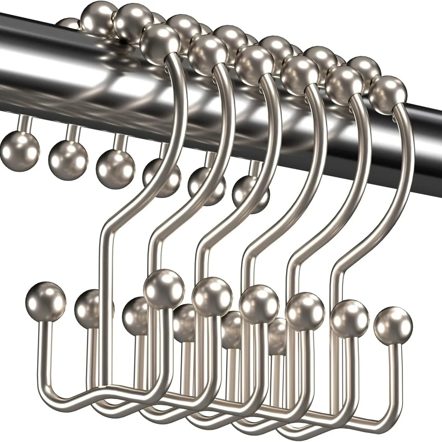 Decorative Stainless Steel Shower Curtain Hooks Moisture Resistant Durable Bathroom