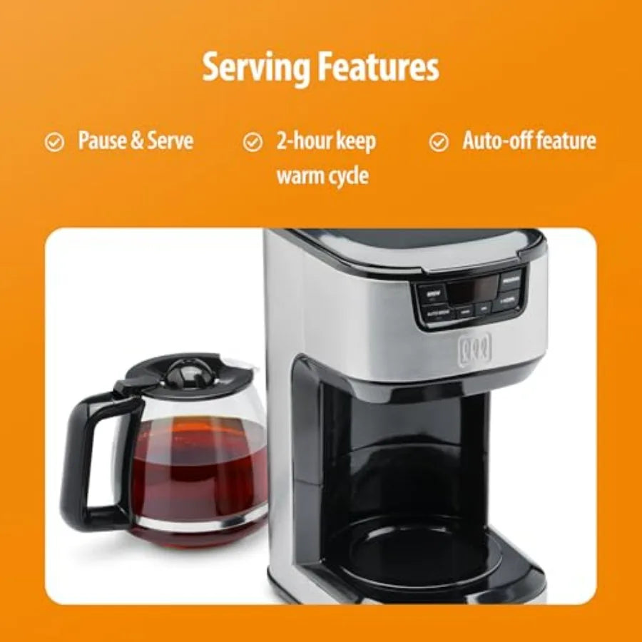 SHXI ProgrammableOneTouch Digital Drip Coffee Maker TM129CM StainlessSteel Durable