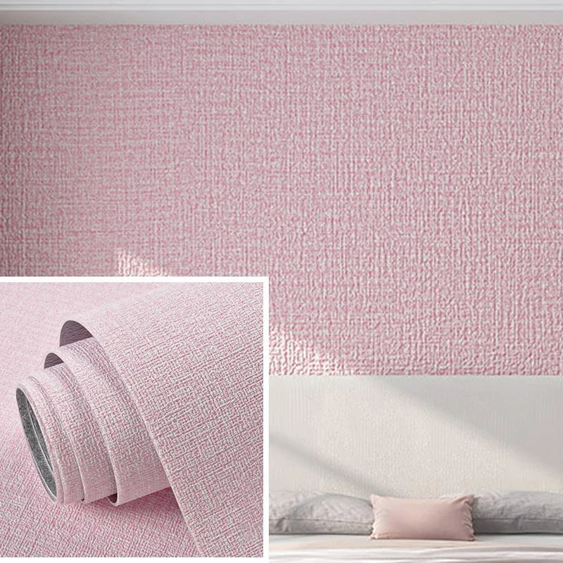 NONECN Linen 3D Foam Wallpaper Self Adhesive PVC Waterproof Wall Covering for Renovation
