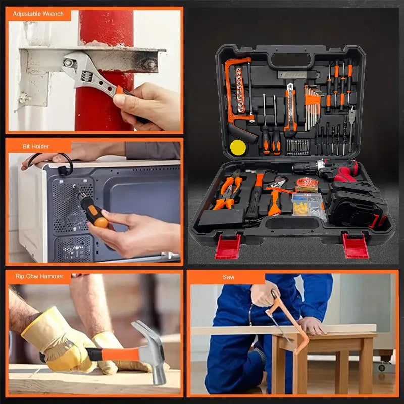 Drill Combo Kit HighPerformanceIndustrialGrade AllInOne With Two Batteries DualSpeed LED
