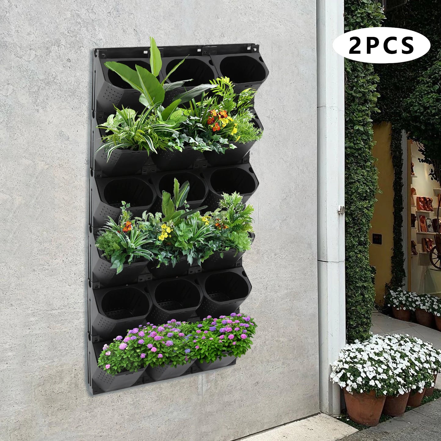 Stackable Self Watering Wall Planter With 36 Pots Indoor Outdoor Vertical Garden