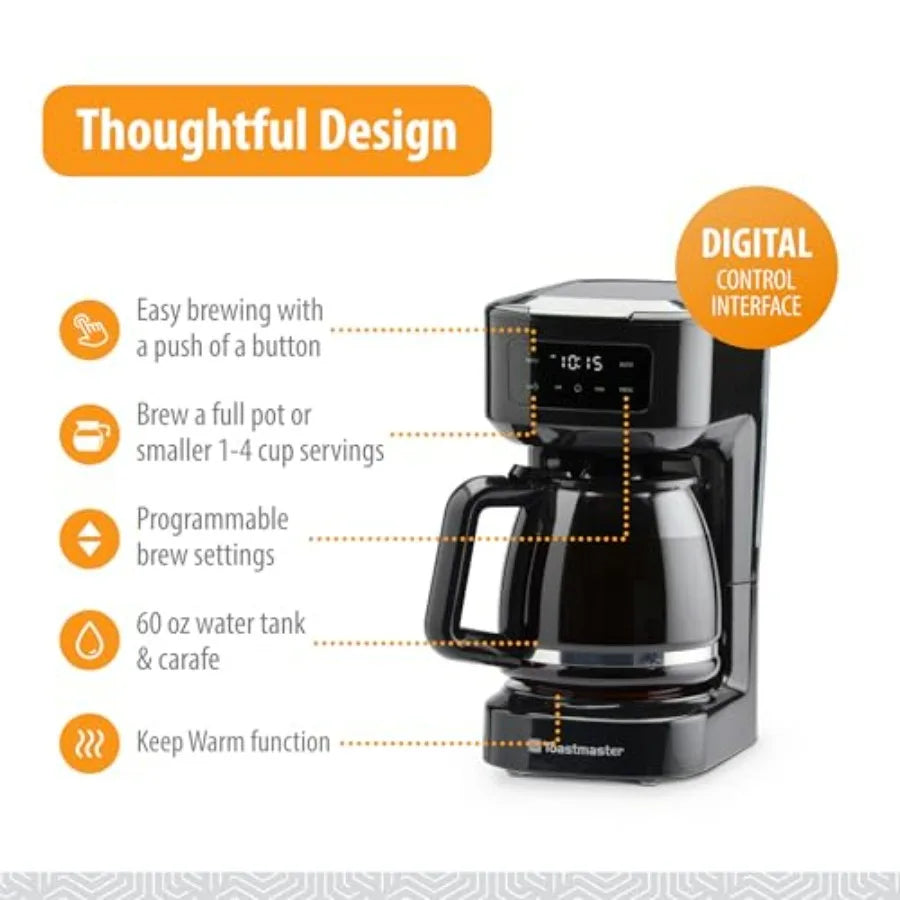 SHXI Smart Digital Touchscreen Programmable Drip Coffee Maker Autostart Scheduling