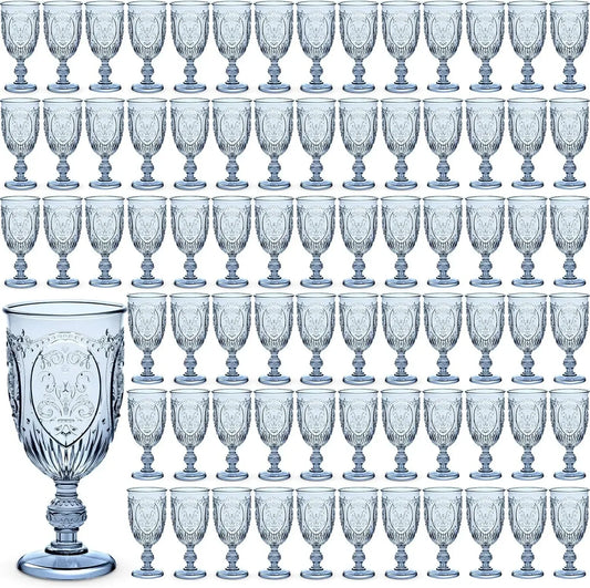Vintage Blue Plastic Goblets Set Of 100 For Parties And Events With Durable Embossed European Design