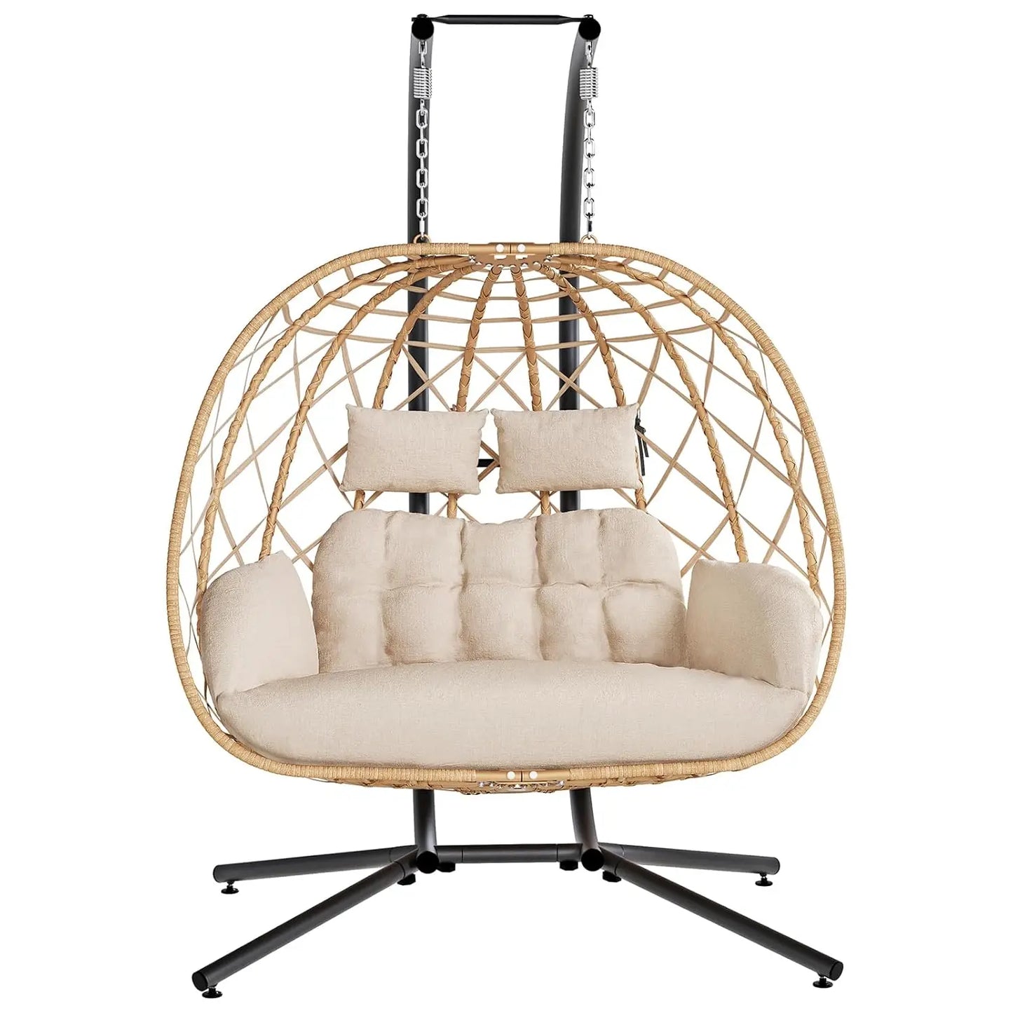Double Egg Swing Chair With Stand For Two Outdoor Hammock