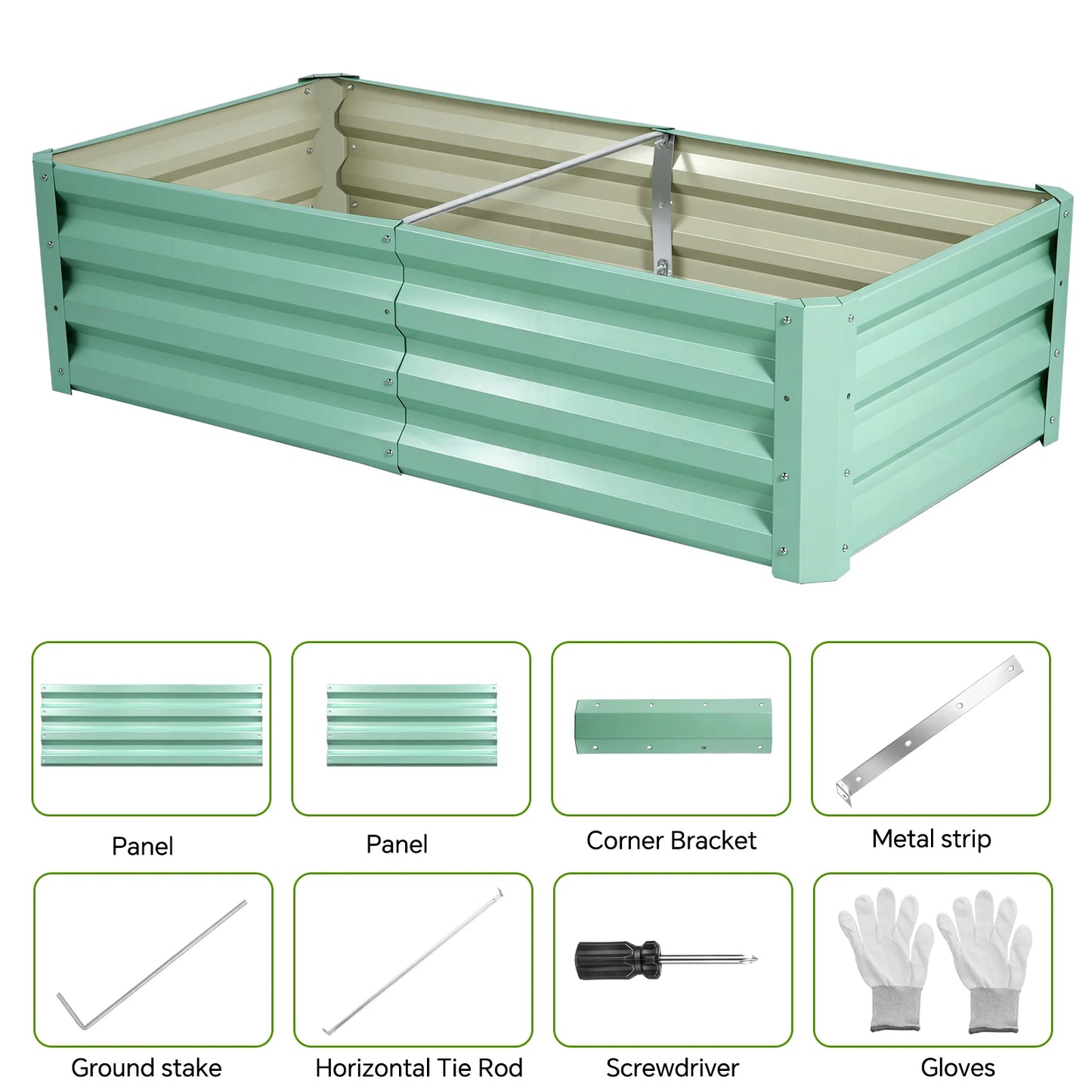Galvanized Raised Garden Bed Planter Box For Outdoor Planting Rustproof Durable Heavy Duty Rectangular Design