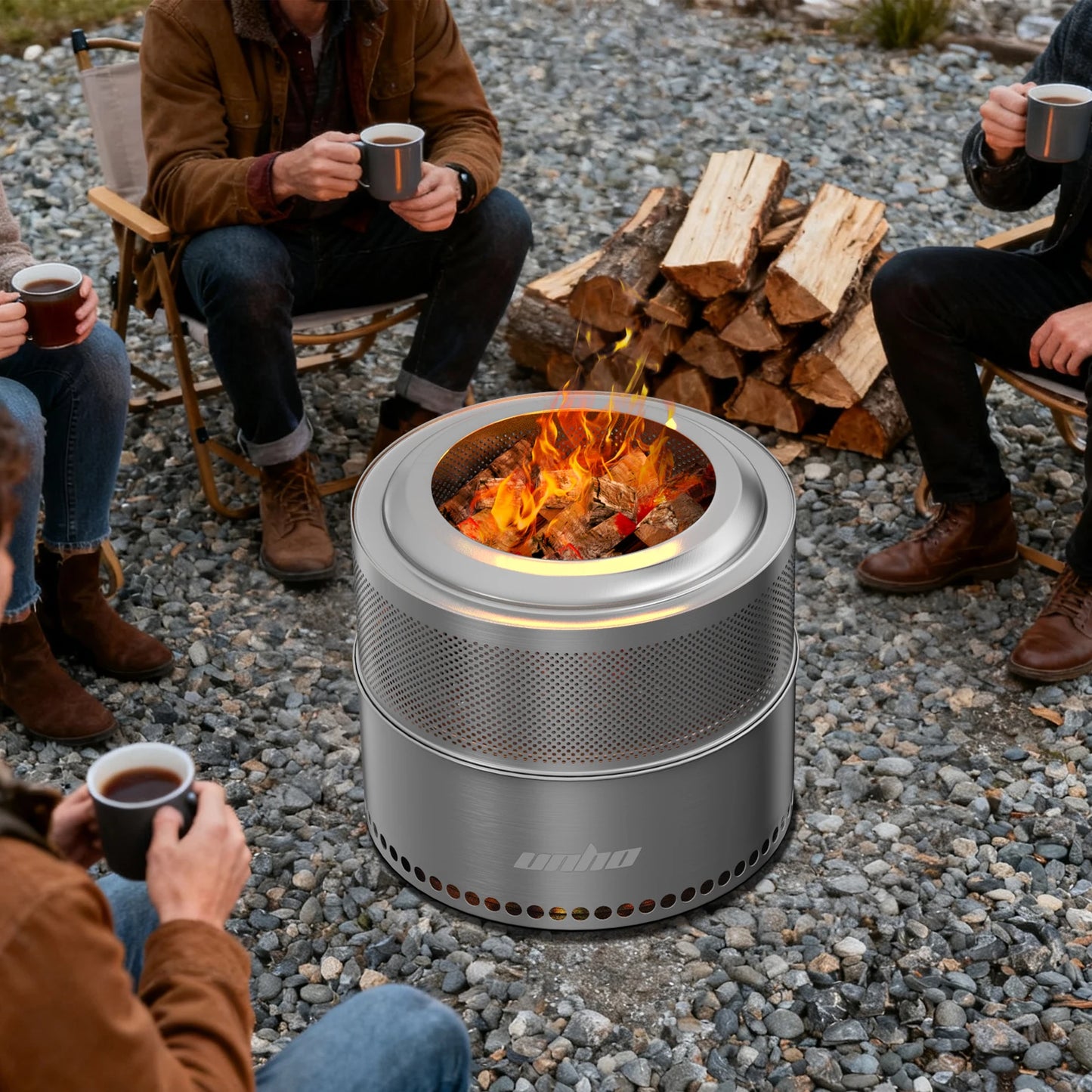 Stainless Steel Smokeless Wood Burning Fire Pit With Carry Bag For Backyard Camping And Patio