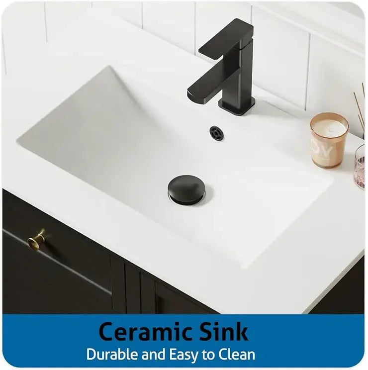 24" 30" 36" Painted Surface Raised Arch Feet Soft Closing Doors Vintage Bathroom Vanity Storage Cabinet with Sink