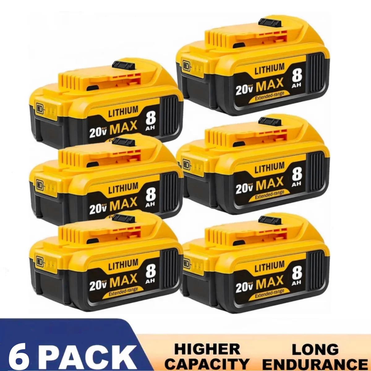 8.0Ah 20V Lithium Ion Replacement Battery For DCB Series